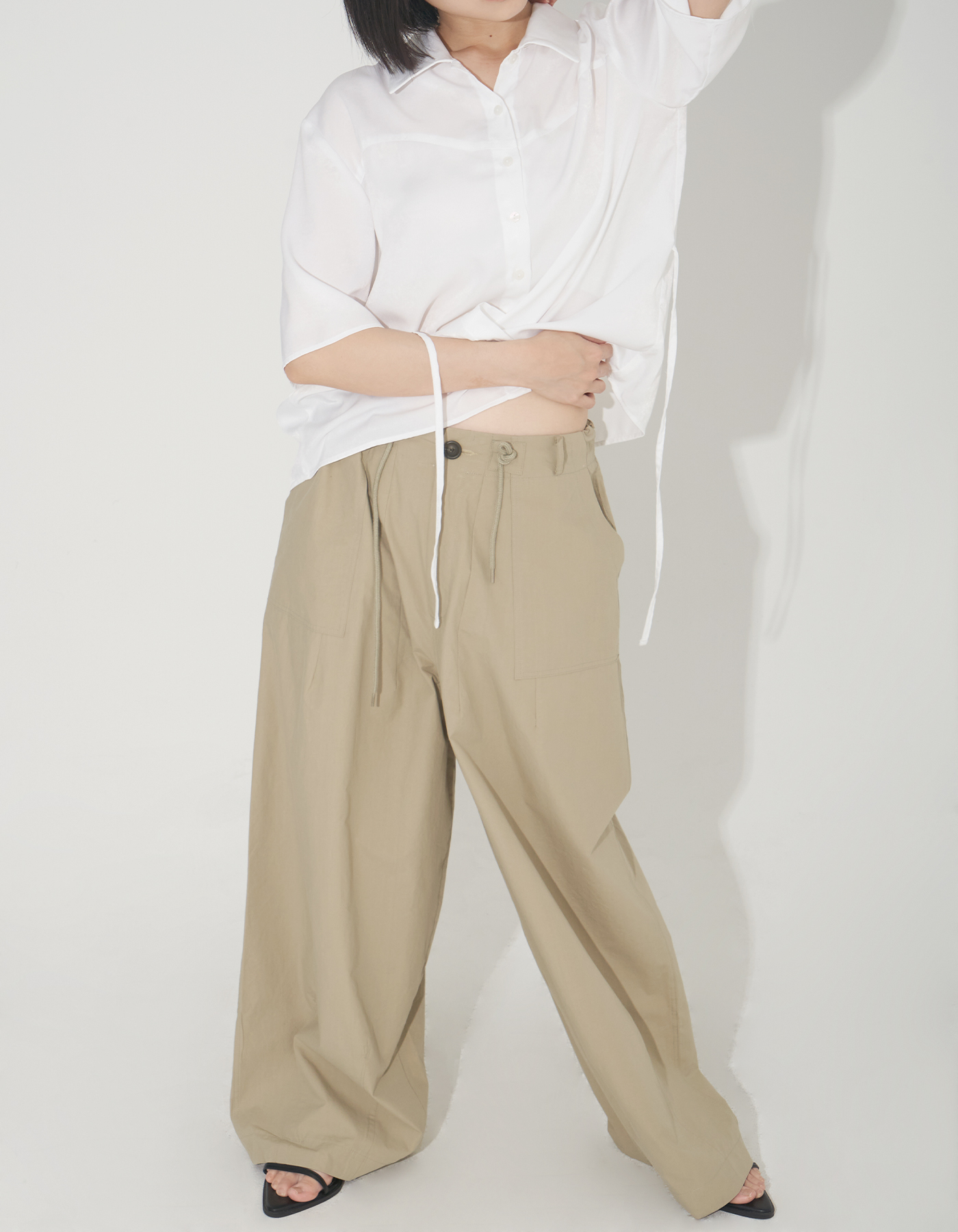 Trendy button wide cotton pants (3 Color)